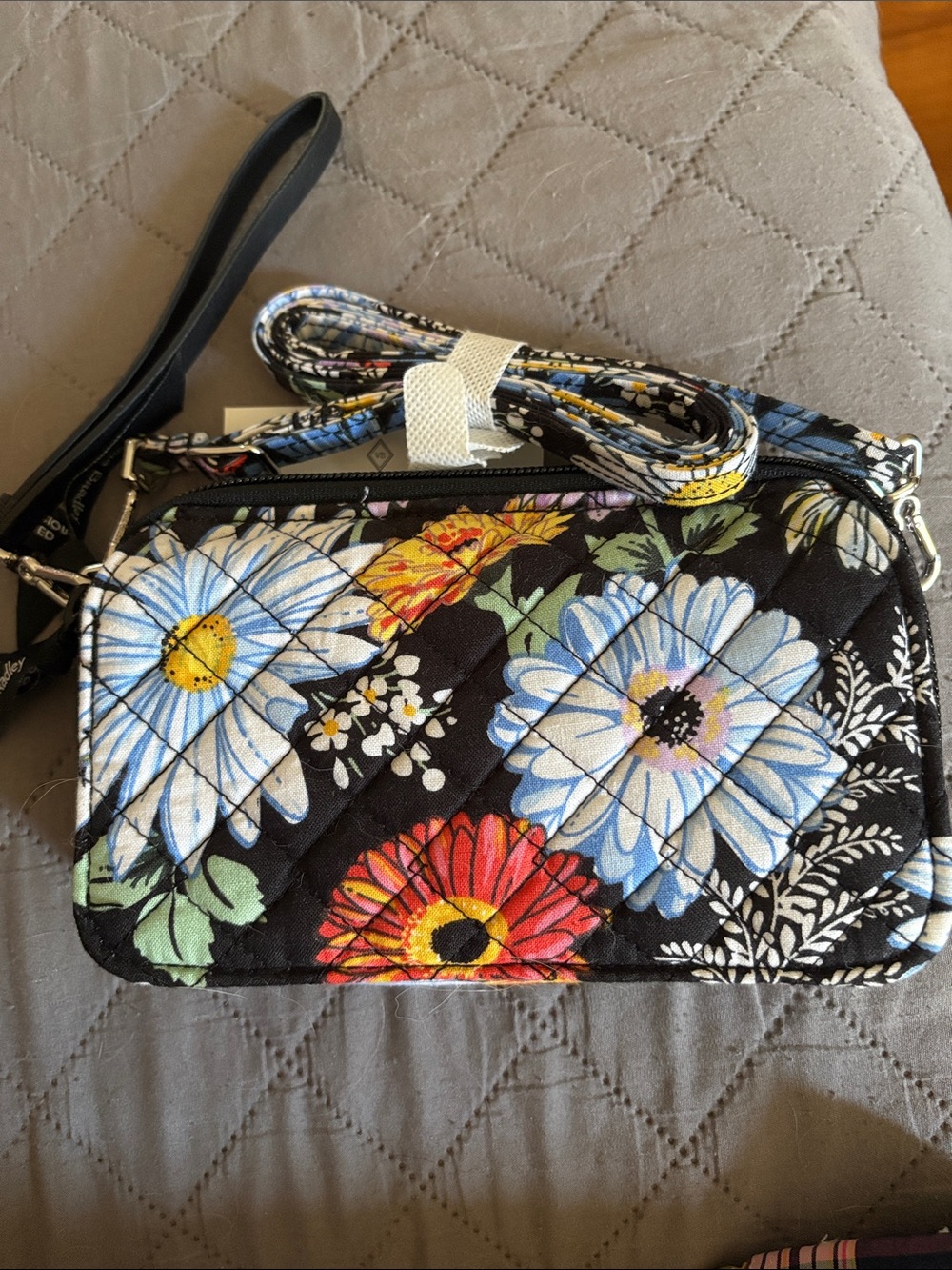 Vera Bradley Black Quilted Floral Mini Crossbody - Picture 3 of 5